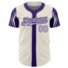 Custom Cream Gray-Purple 3 Colors Arm Shapes Authentic Baseball Jersey