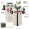 Custom Cream Pink-Kelly Green 3 Colors Arm Shapes Authentic Baseball Jersey