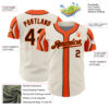 Custom Cream Brown-Orange 3 Colors Arm Shapes Authentic Baseball Jersey