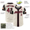 Custom Cream Crimson-Black 3 Colors Arm Shapes Authentic Baseball Jersey