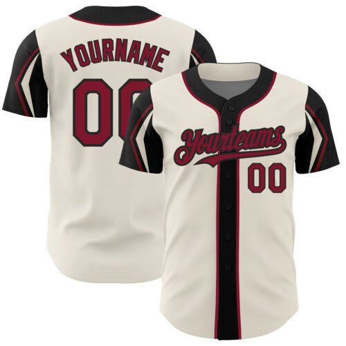 ArmShapes0222 Custom Cream Crimson-Black 3 Colors Arm Shapes Authentic Baseball Jersey
