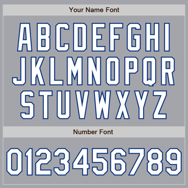 Custom Gray White-Royal 3 Colors Arm Shapes Authentic Baseball Jersey