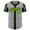 Custom Gray Neon Green-Black 3 Colors Arm Shapes Authentic Baseball Jersey