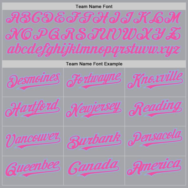 Custom Gray Pink-Light Blue 3 Colors Arm Shapes Authentic Baseball Jersey