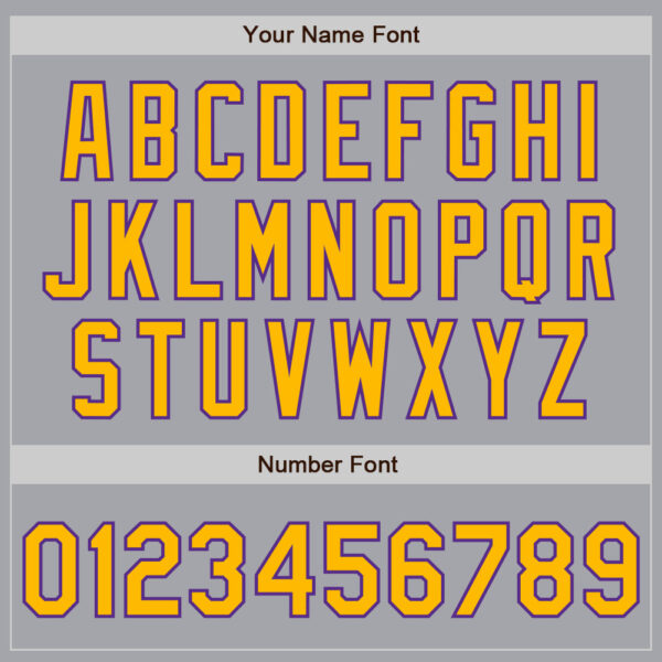 Custom Gray Gold-Purple 3 Colors Arm Shapes Authentic Baseball Jersey