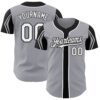 Custom Gray White-Black 3 Colors Arm Shapes Authentic Baseball Jersey