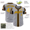 Custom Gray Gold-Brown 3 Colors Arm Shapes Authentic Baseball Jersey