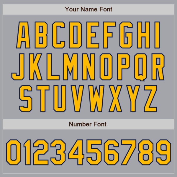 Custom Gray Gold-Navy 3 Colors Arm Shapes Authentic Baseball Jersey