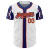 Custom White Orange-Royal 3 Colors Arm Shapes Authentic Baseball Jersey