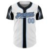 Custom White Light Blue-Black 3 Colors Arm Shapes Authentic Baseball Jersey