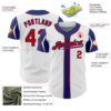 Custom White Red-Royal 3 Colors Arm Shapes Authentic Baseball Jersey