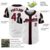 Custom White Crimson-Black 3 Colors Arm Shapes Authentic Baseball Jersey