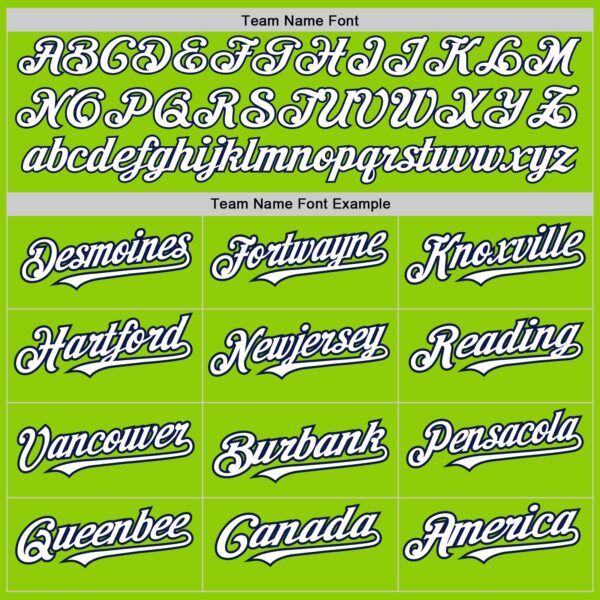 Custom Neon Green White-Navy 3 Colors Arm Shapes Authentic Baseball Jersey