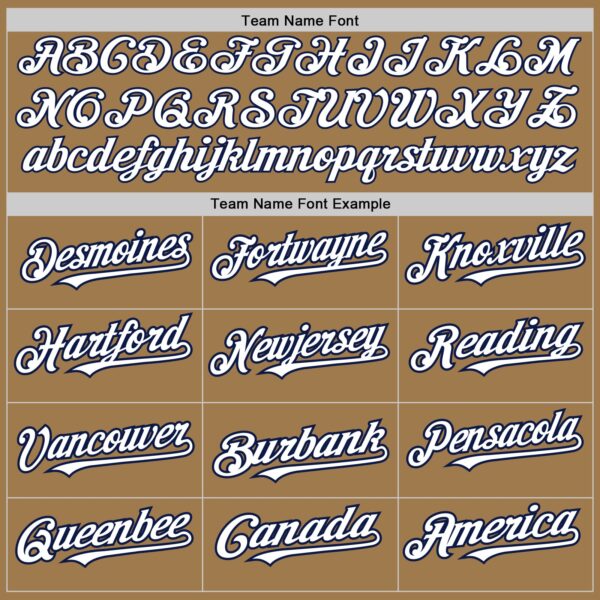 Custom Old Gold White-Navy 3 Colors Arm Shapes Authentic Baseball Jersey