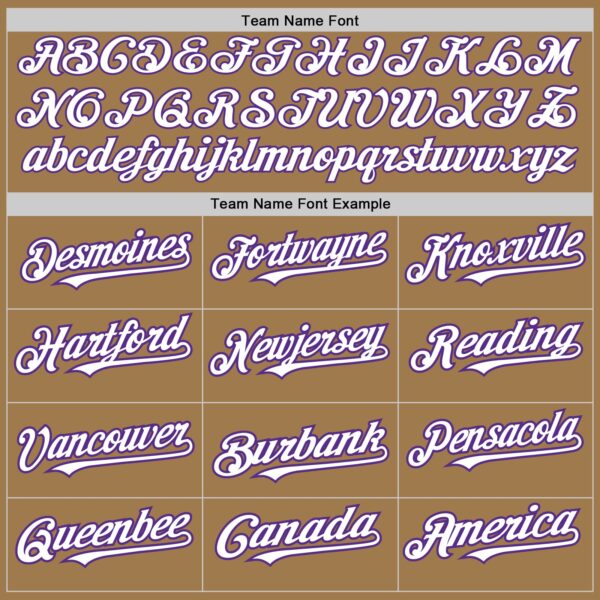 Custom Old Gold White-Purple 3 Colors Arm Shapes Authentic Baseball Jersey