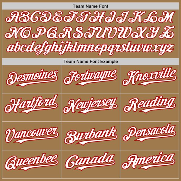 Custom Old Gold White-Red 3 Colors Arm Shapes Authentic Baseball Jersey