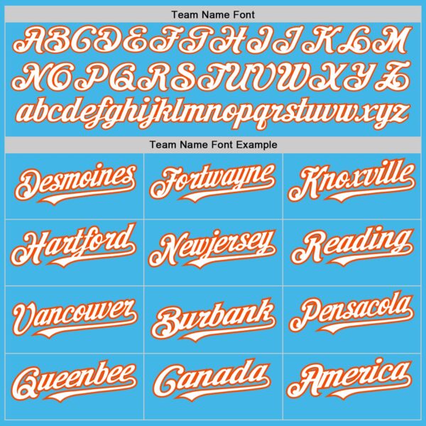 Custom Sky Blue White-Orange 3 Colors Arm Shapes Authentic Baseball Jersey