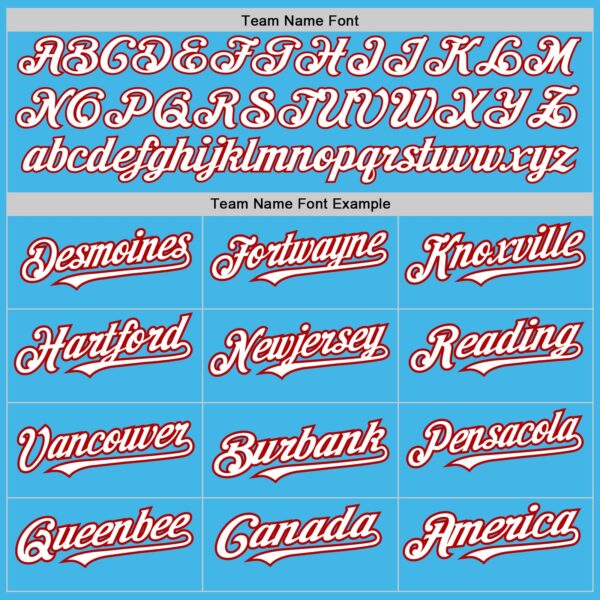 Custom Sky Blue White-Red 3 Colors Arm Shapes Authentic Baseball Jersey