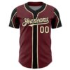 Custom Burgundy City Cream-Black 3 Colors Arm Shapes Authentic Baseball Jersey