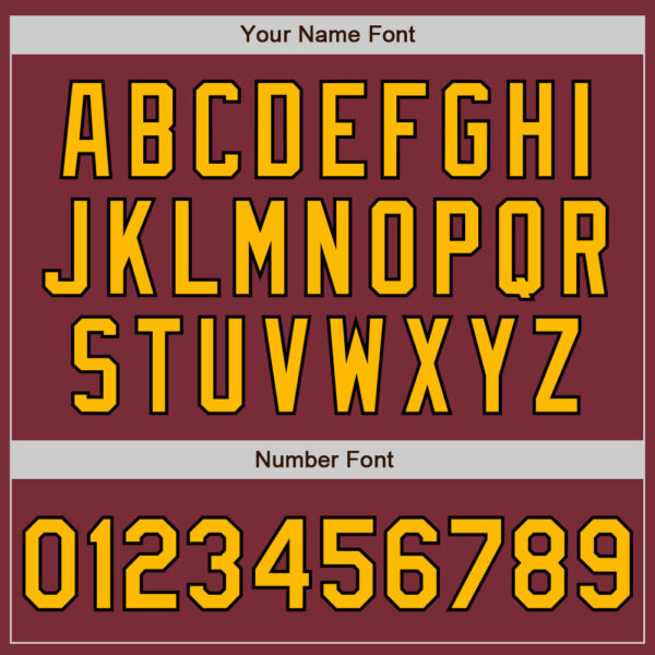 Custom Burgundy Gold-Black 3 Colors Arm Shapes Authentic Baseball Jersey