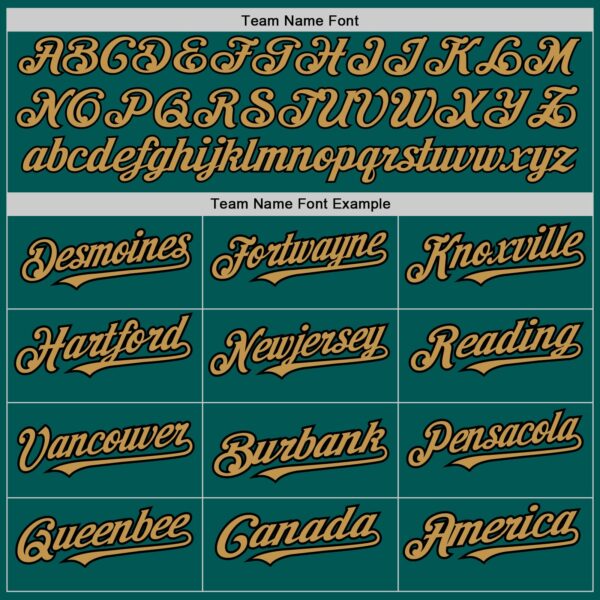 Custom Midnight Green Old Gold-Black 3 Colors Arm Shapes Authentic Baseball Jersey