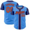 Custom Electric Blue Orange-Royal 3 Colors Arm Shapes Authentic Baseball Jersey