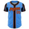 Custom Electric Blue Orange-Black 3 Colors Arm Shapes Authentic Baseball Jersey