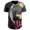 Custom Black White 3D Illymakes Drippy Succulent Skull Authentic Baseball Jersey