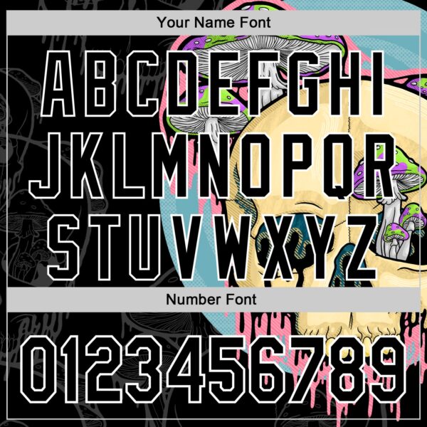 Custom Black White 3D Illymakes Drippy Mushroom Skull Authentic Baseball Jersey