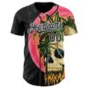 Custom Black White 3D Illymakes Drippy Tropical Skull Authentic Baseball Jersey