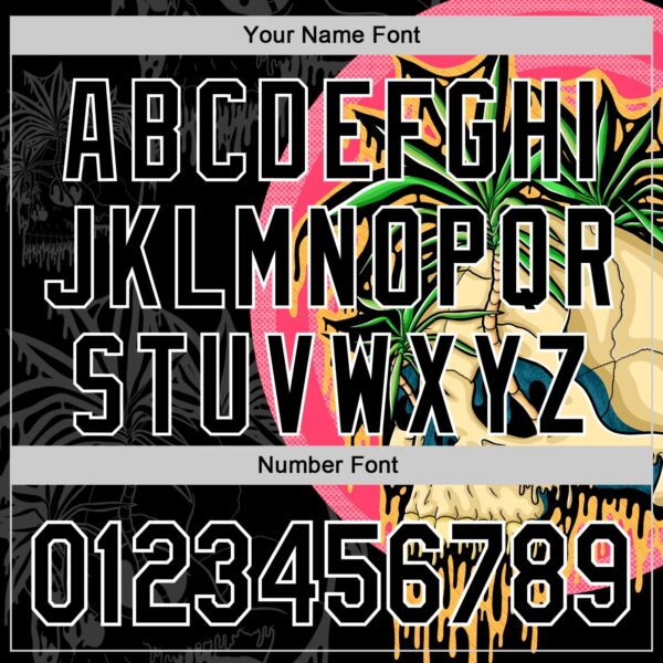 Custom Black White 3D Illymakes Drippy Tropical Skull Authentic Baseball Jersey