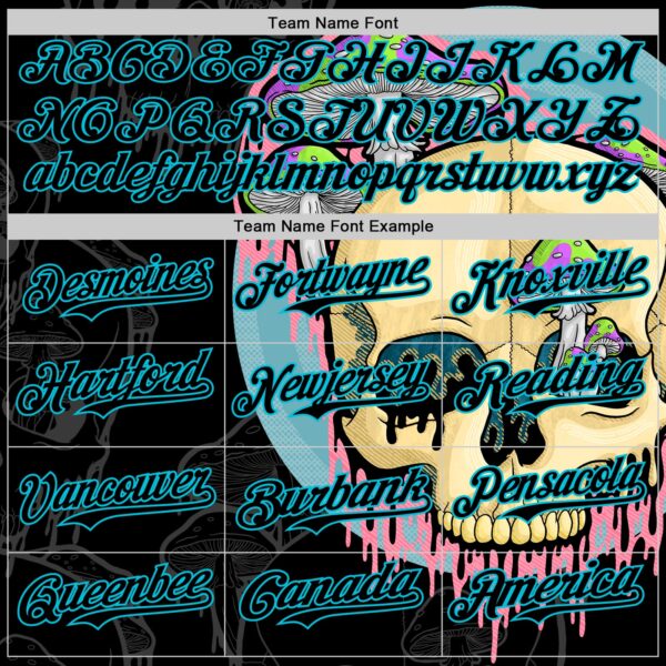 Custom Black Lakes Blue 3D Illymakes Drippy Mushroom Skull Authentic Baseball Jersey