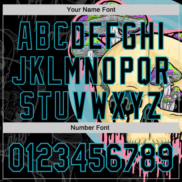 Custom Black Lakes Blue 3D Illymakes Drippy Mushroom Skull Authentic Baseball Jersey