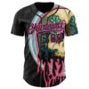 Custom Black Pink 3D Illymakes Drippy Succulent Skull Authentic Baseball Jersey