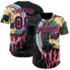 Custom Black Pink 3D Illymakes Drippy Succulent Skull Authentic Baseball Jersey