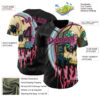 Custom Black Pink 3D Illymakes Drippy Succulent Skull Authentic Baseball Jersey