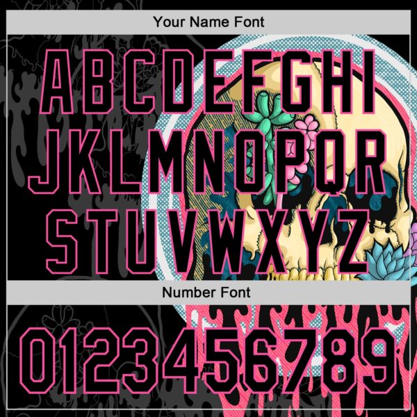 Custom Black Pink 3D Illymakes Drippy Succulent Skull Authentic Baseball Jersey