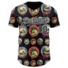 Custom Black White 3D Illymakes Drippy Skulls Authentic Baseball Jersey