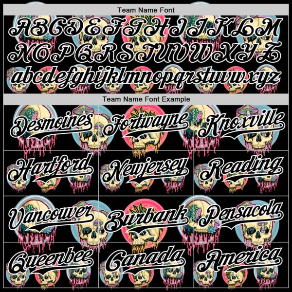 Custom Black White 3D Illymakes Drippy Skulls Authentic Baseball Jersey