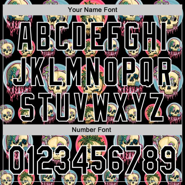 Custom Black White 3D Illymakes Drippy Skulls Authentic Baseball Jersey