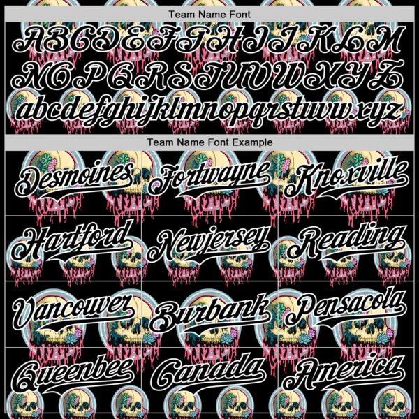 Custom Black White 3D Illymakes Drippy Succulent Skulls Authentic Baseball Jersey