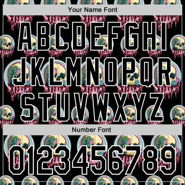 Custom Black White 3D Illymakes Drippy Succulent Skulls Authentic Baseball Jersey