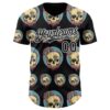 Custom Black White 3D Illymakes Drippy Mushroom Skulls Authentic Baseball Jersey