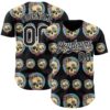 Custom Black White 3D Illymakes Drippy Mushroom Skulls Authentic Baseball Jersey