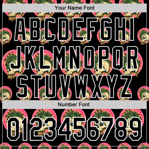 Custom Black White 3D Illymakes Drippy Tropical Skulls Authentic Baseball Jersey