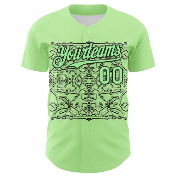 Custom Green Pea Green-Black 3D KYLMAX HUBTUHAN Authentic Baseball Jersey