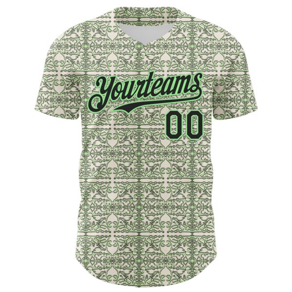 Custom Cream Black-Pea Green 3D KYLMAX HUBTUHAN Authentic Baseball Jersey