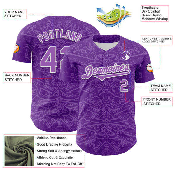 Custom Purple Medium Purple-White 3D KYLMAX HUBTUHAN Authentic Baseball Jersey
