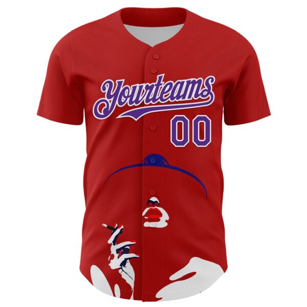 Custom Red Purple-White 3D Nikita Fraser Soiree Authentic Baseball Jersey