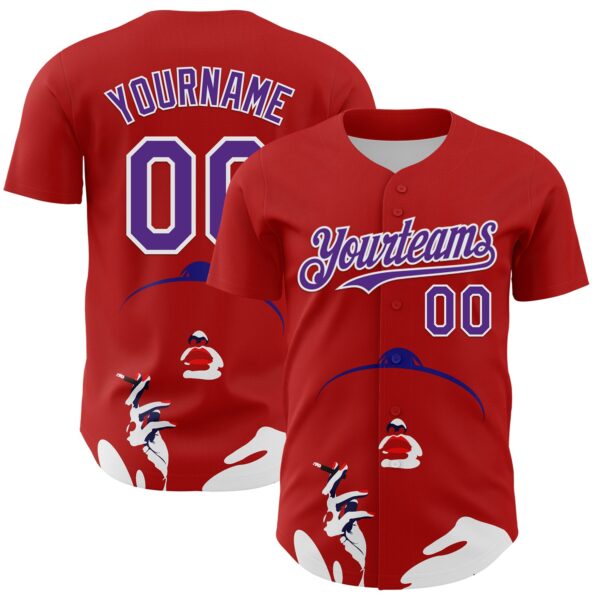 Custom Red Purple-White 3D Nikita Fraser Soiree Authentic Baseball Jersey
